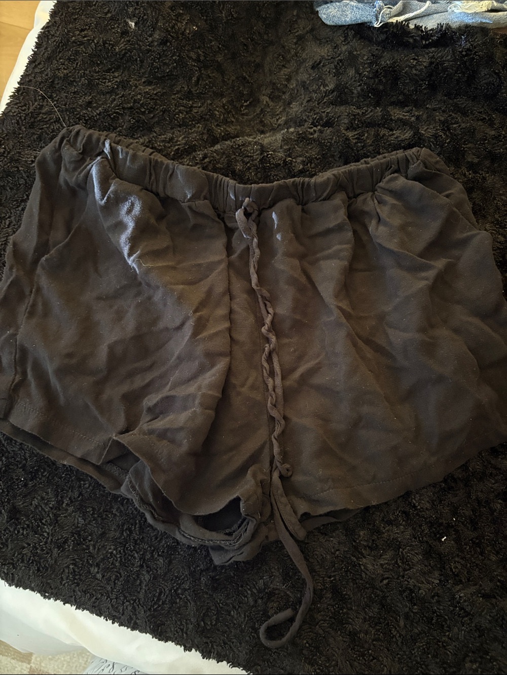 Women's Black Drawstring Lounge Shorts